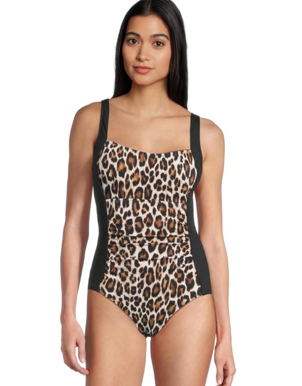 TOMMY BAHAMA Women's Island Cays Leopard One-Piece Swimsuit Size 4 Black Tan NWT